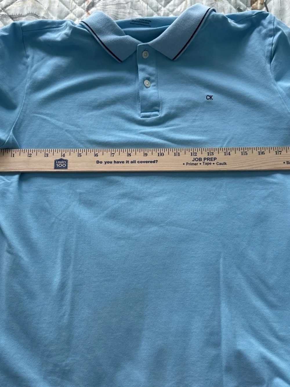 Calvin Klein Jeans Sky Blue Polo with Contrast Tipping Slim Fit Sz Large